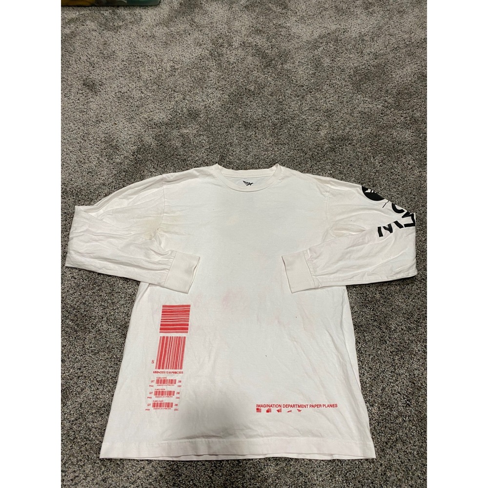 Paper Planes Pegasus Graphic Long Sleeve T-Shirt White Mens Medium Streetwear